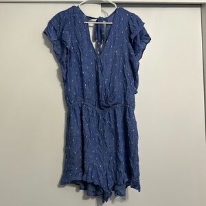 American Eagle romper - blue with white Swiss dots - size XL